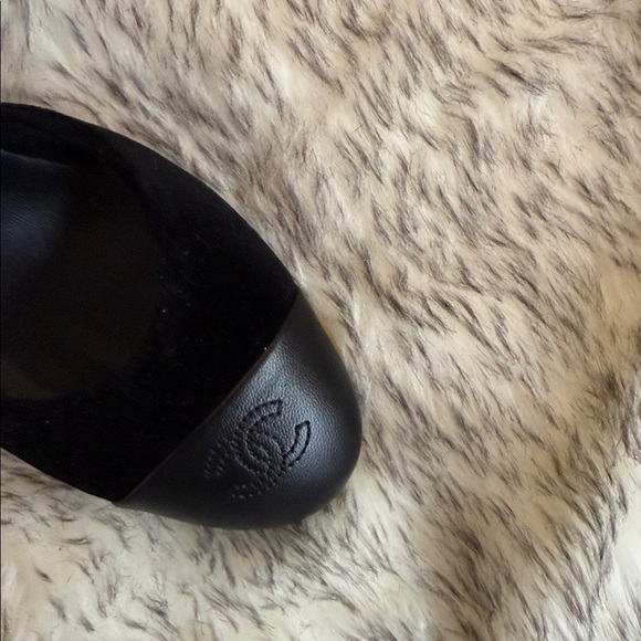 CHANEL Black Velvet and Leather Heels